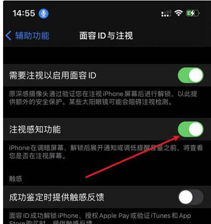 温州苹果14维修网点分享iPhone14注视感知功能有什么用 